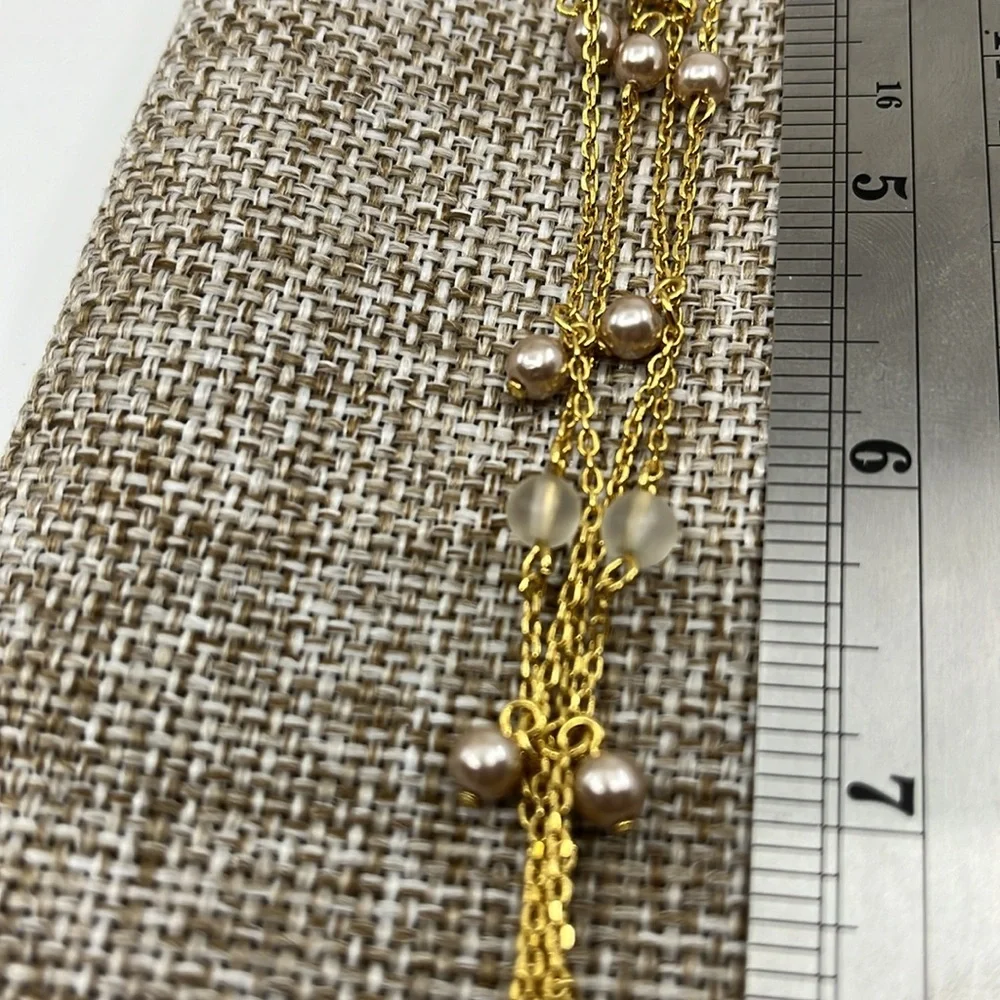 🌟 Elegant Gold-Tone Napier-Inspired Drape Necklace with Pearl Accents - Picture 8 of 14